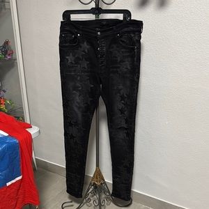 AMIRI Black Star-Patterned Straight Jeans